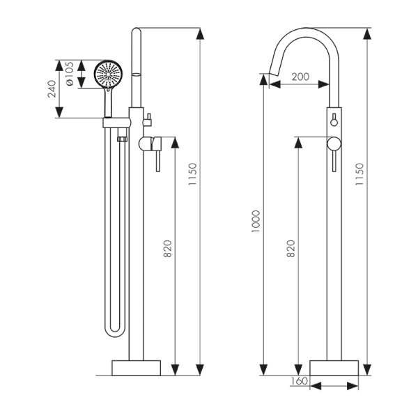 26182 Смеситель KAISER Merkur напольный для ванной комнаты
